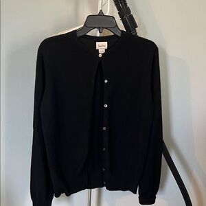 Black Cashmere Button-up Cardigan Sweater